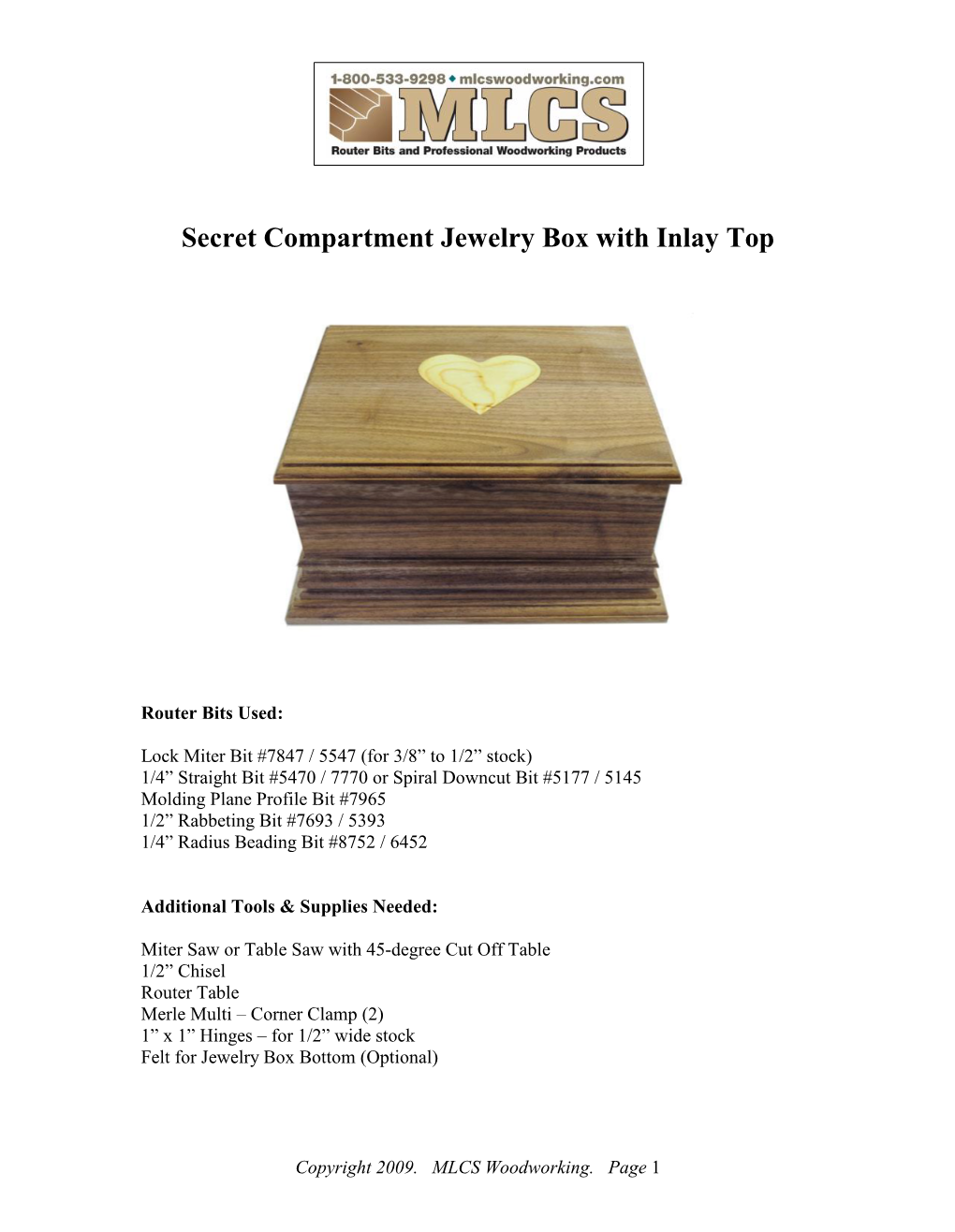 Secret Compartment Jewelry Box with Inlay Top