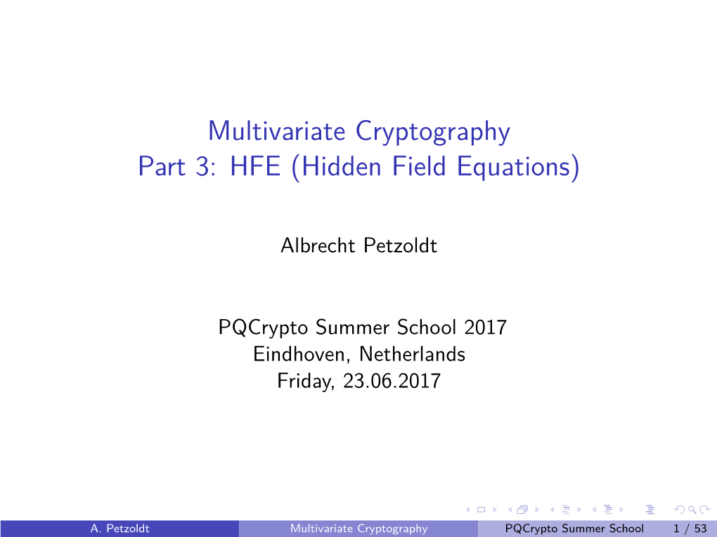 Multivariate Cryptography Part 3: HFE (Hidden Field Equations)