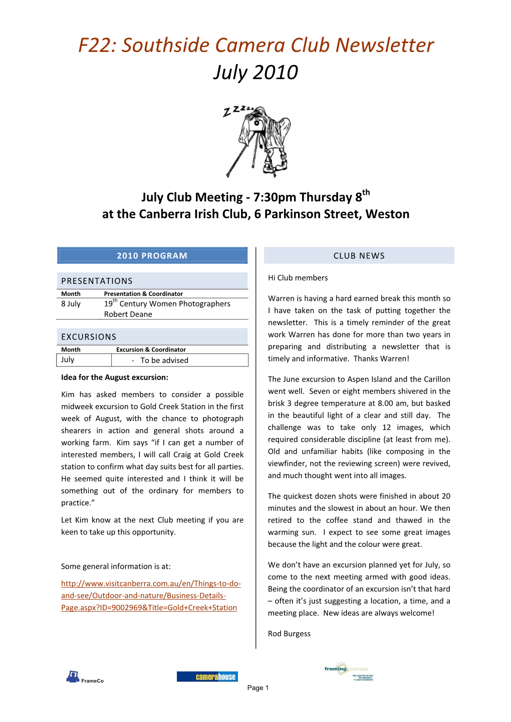 Southside Camera Club January 2004 Newsletter