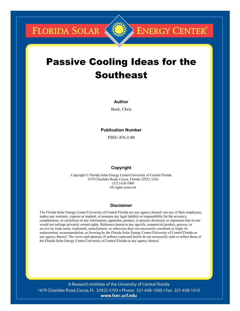 Passive Cooling Ideas for the Southeast