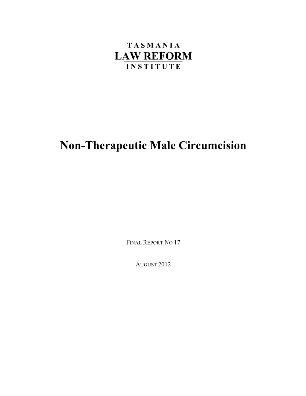 Non-Therapeutic Male Circumcision