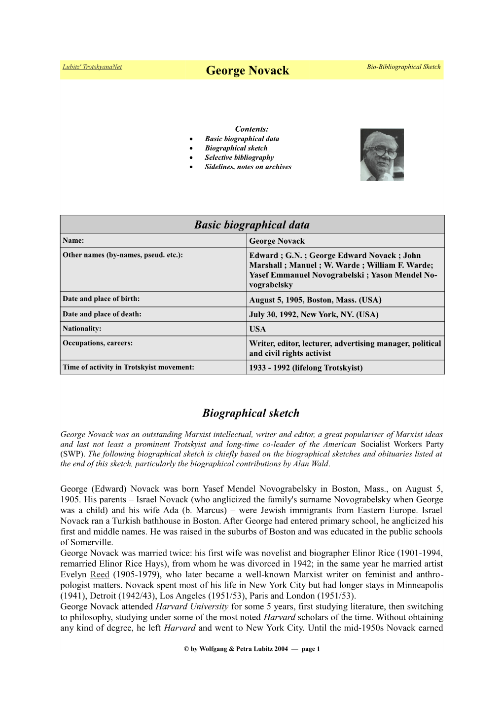 Novack Bio-Bibliographical Sketch