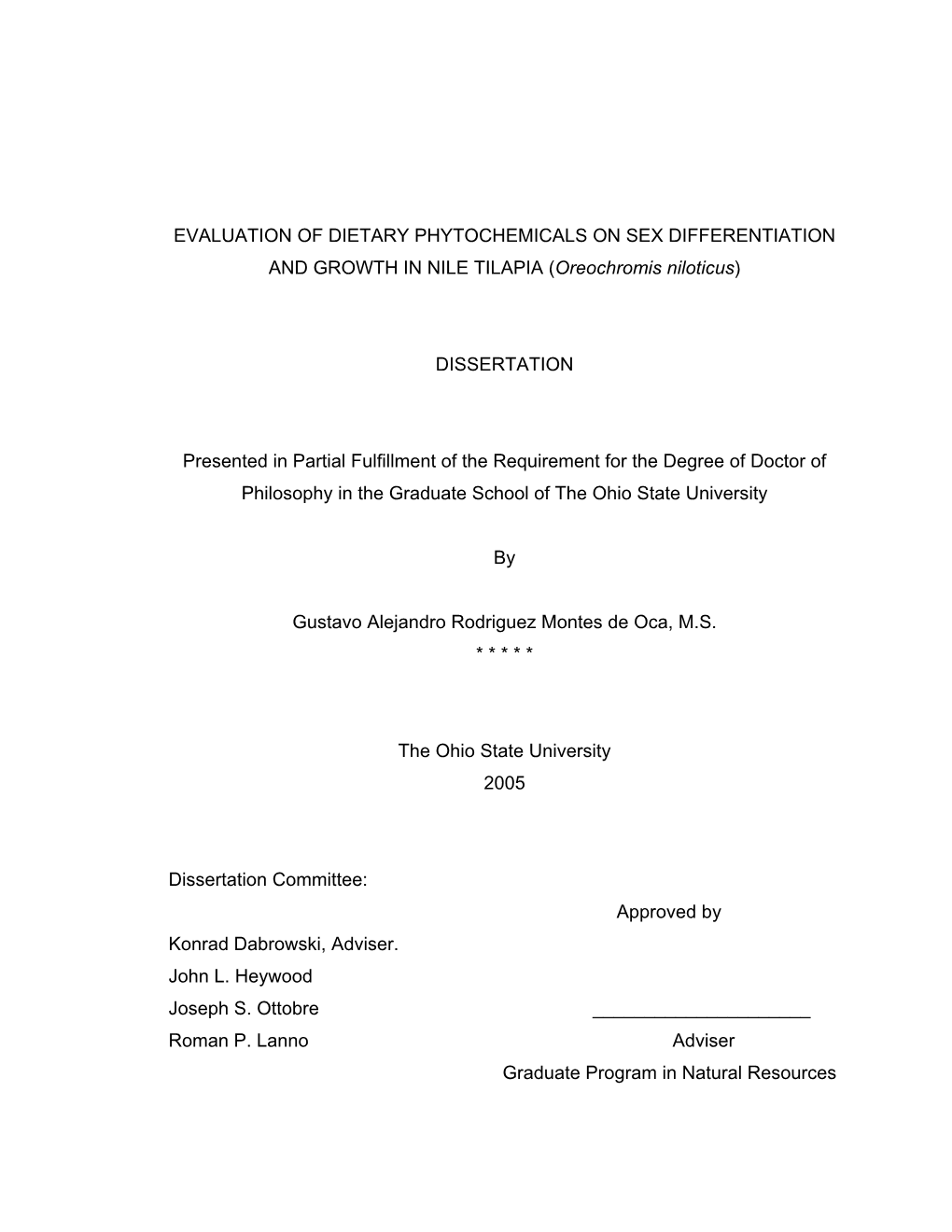 EVALUATION of DIETARY PHYTOCHEMICALS on SEX DIFFERENTIATION and GROWTH in NILE TILAPIA (Oreochromis Niloticus)