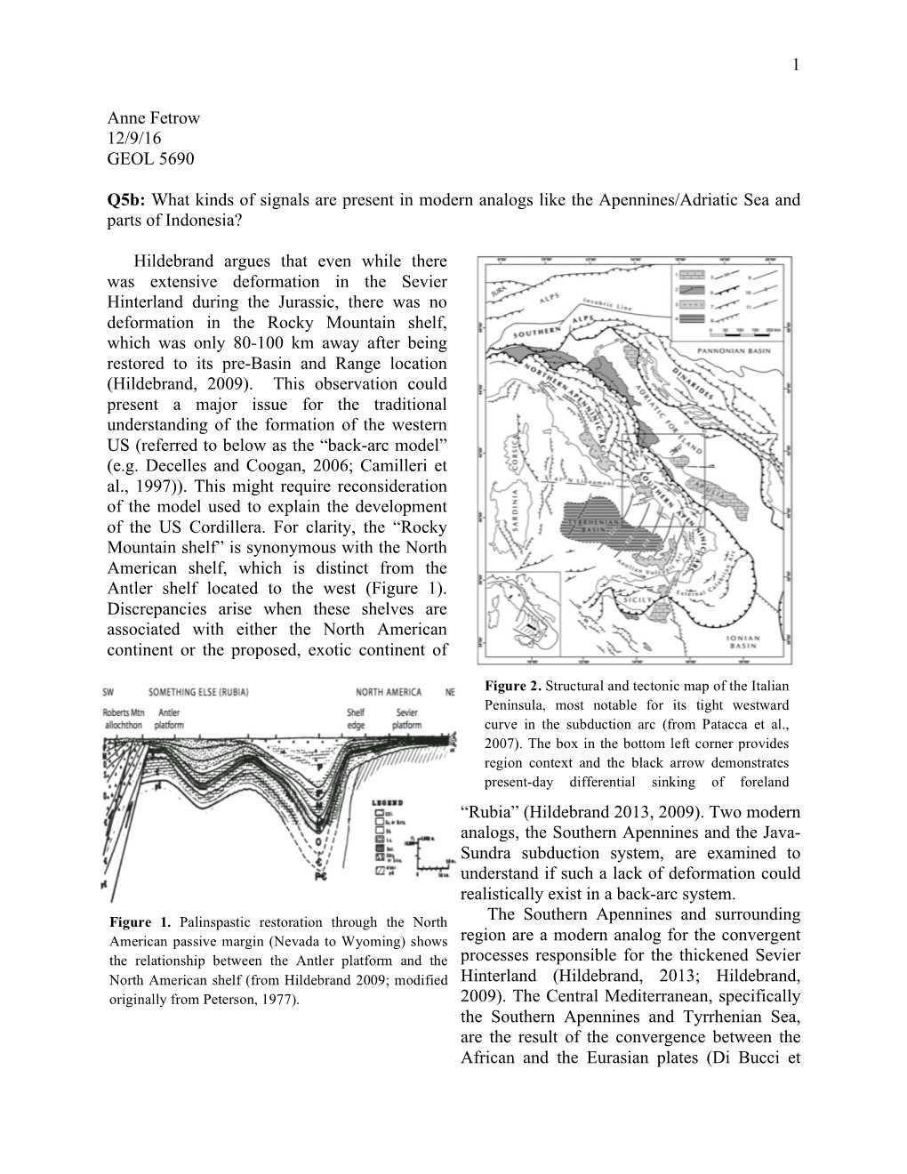 Q5. Modern Analogs of the US Cordillera. Fetrow. Final
