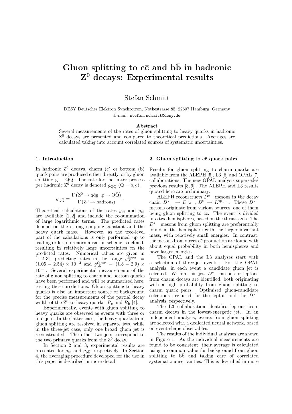 Gluon Splitting to C¯C and B¯B in Hadronic Z0 Decays