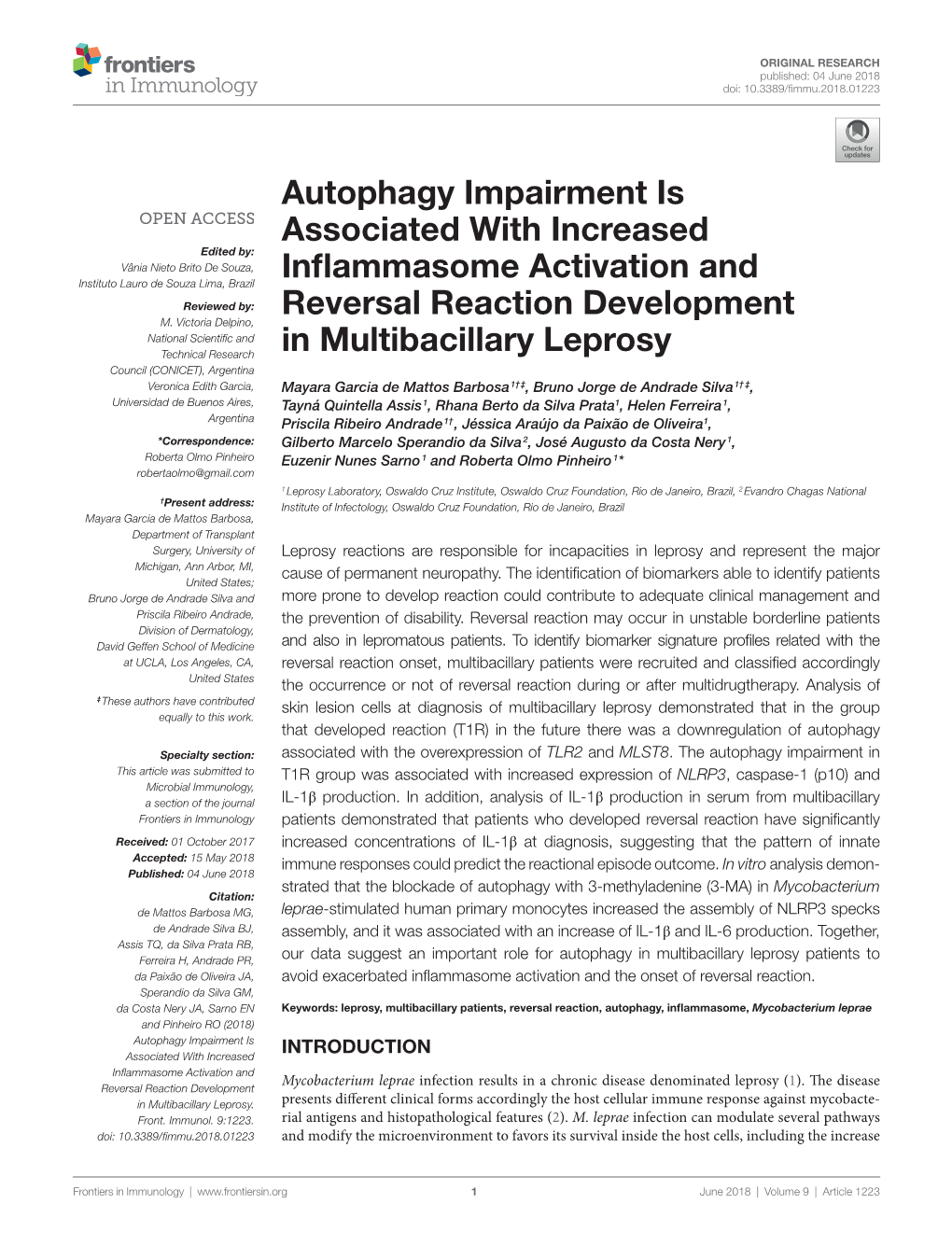 Autophagy Impairment Is Associated With