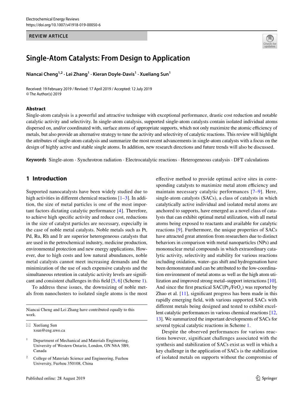 Single-Atom Catalysts: from Design to Application