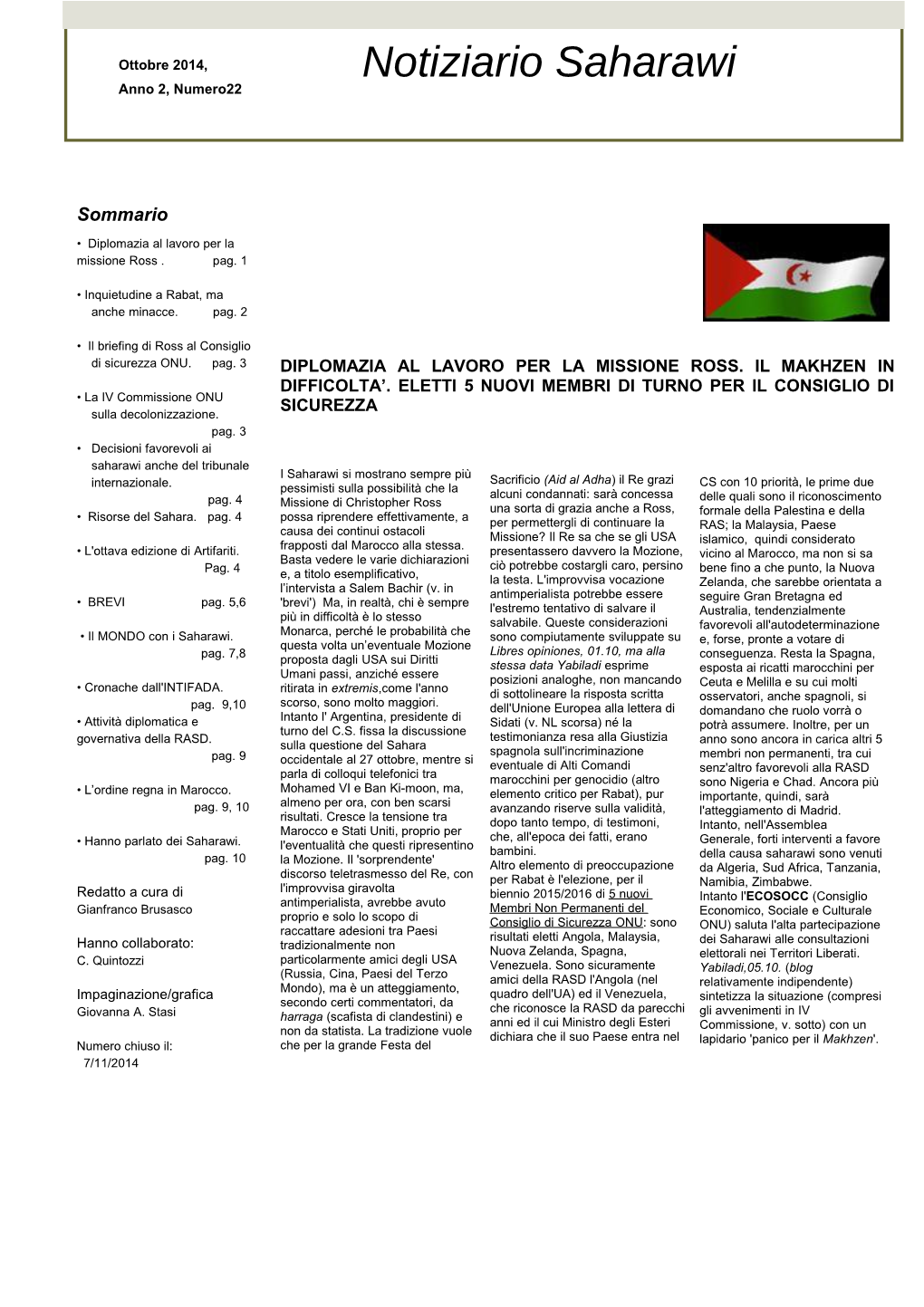 Notiziario Saharawi Saharawi Anno 2, Numero22