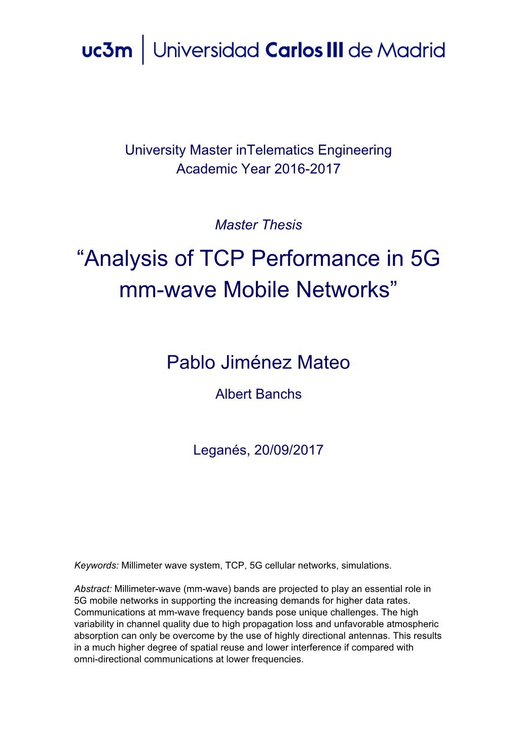 Analysis​​Of​​TCP​​Performance​​In​​5G Mm-Wave​​Mobile