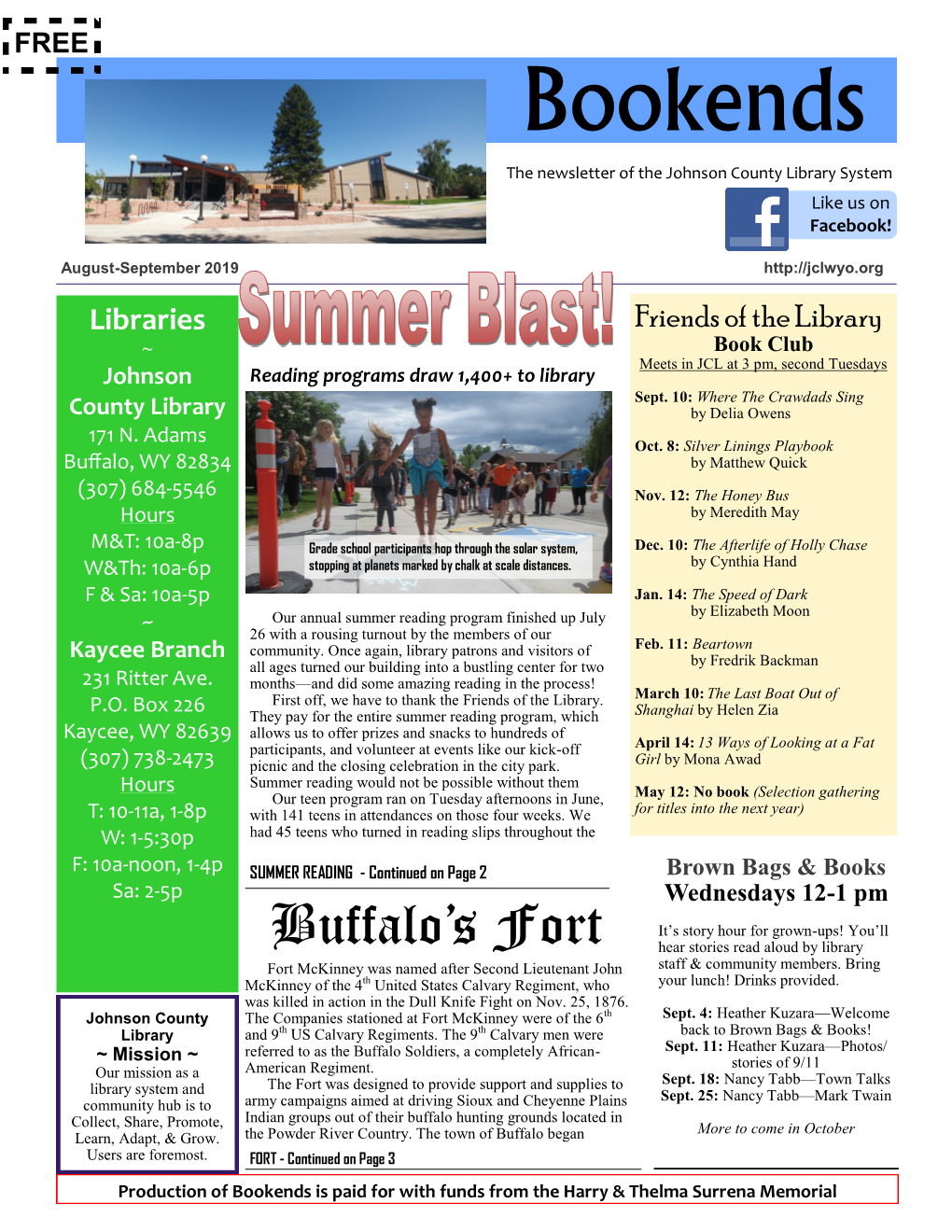 Bookends the Newsletter of the Johnson County Library System Like Us on Facebook!