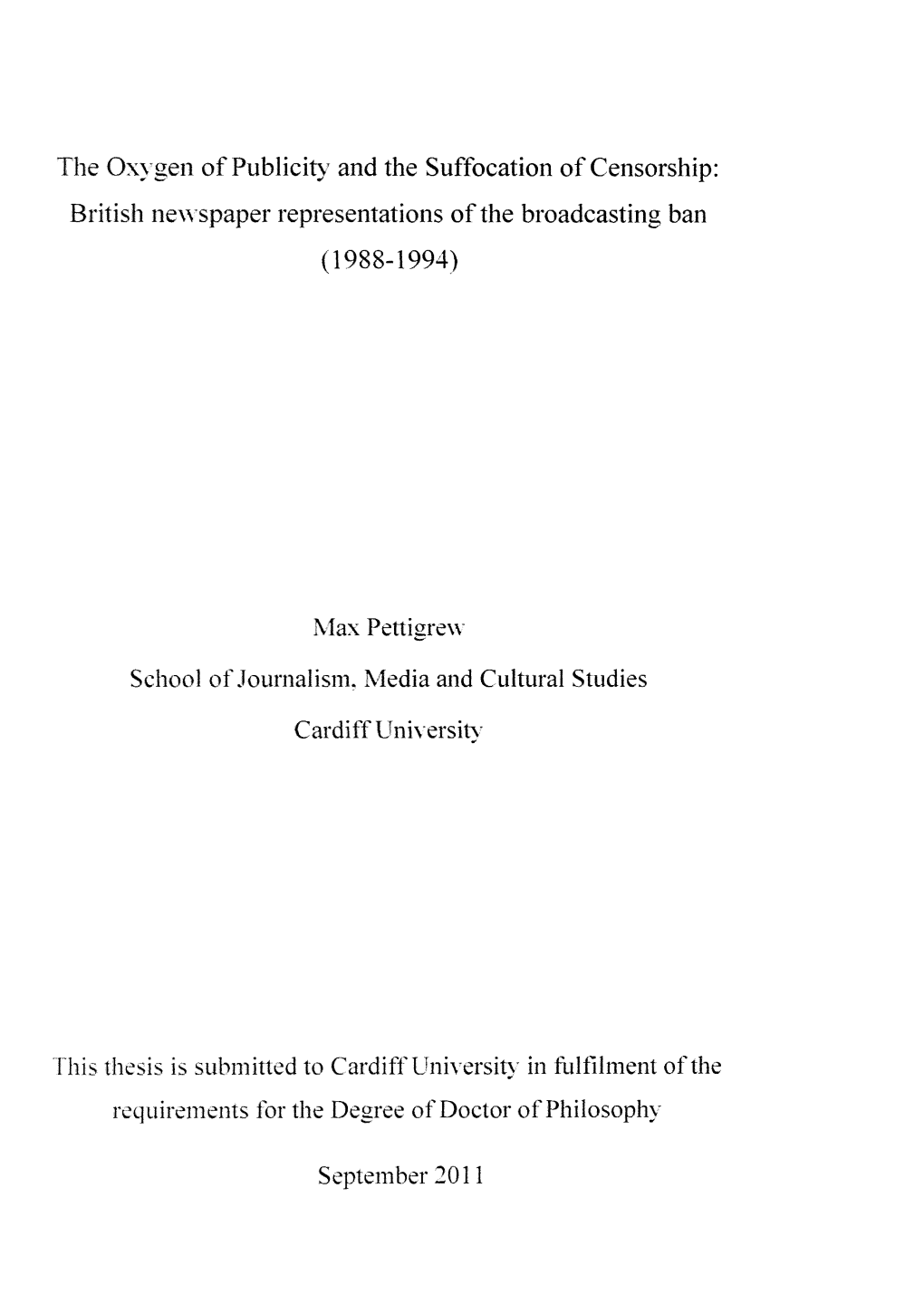 British Newspaper Representations of the Broadcasting Ban Max Petti E