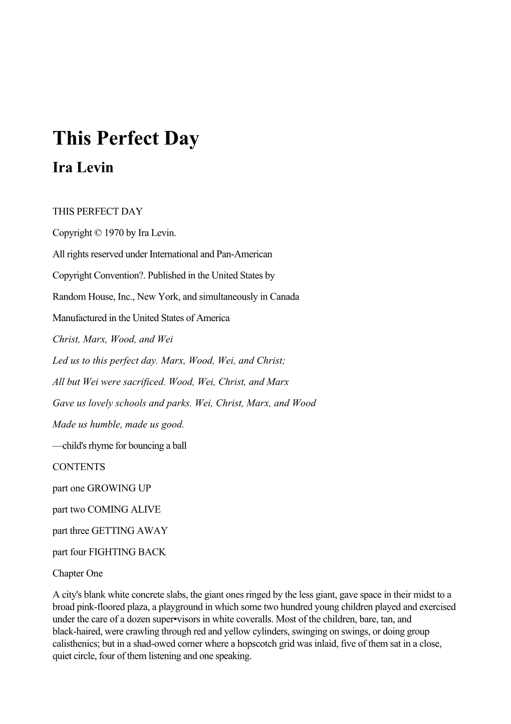 This Perfect Day – Ira Levin