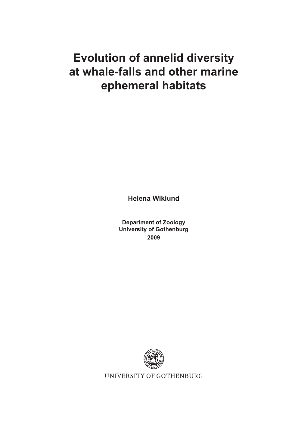 Evolution of Annelid Diversity at Whalefalls and Other Marine