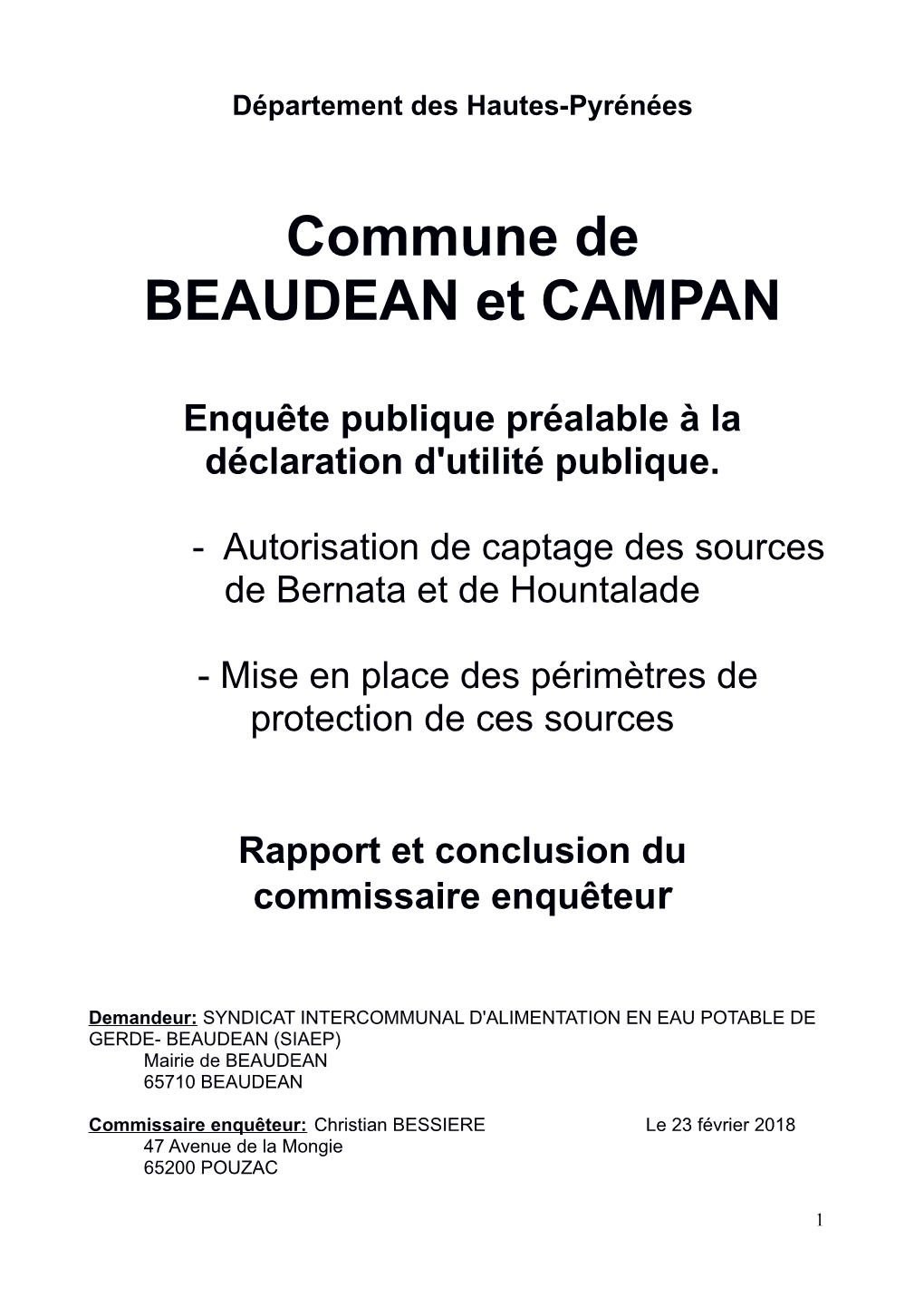 Commune De BEAUDEAN Et CAMPAN