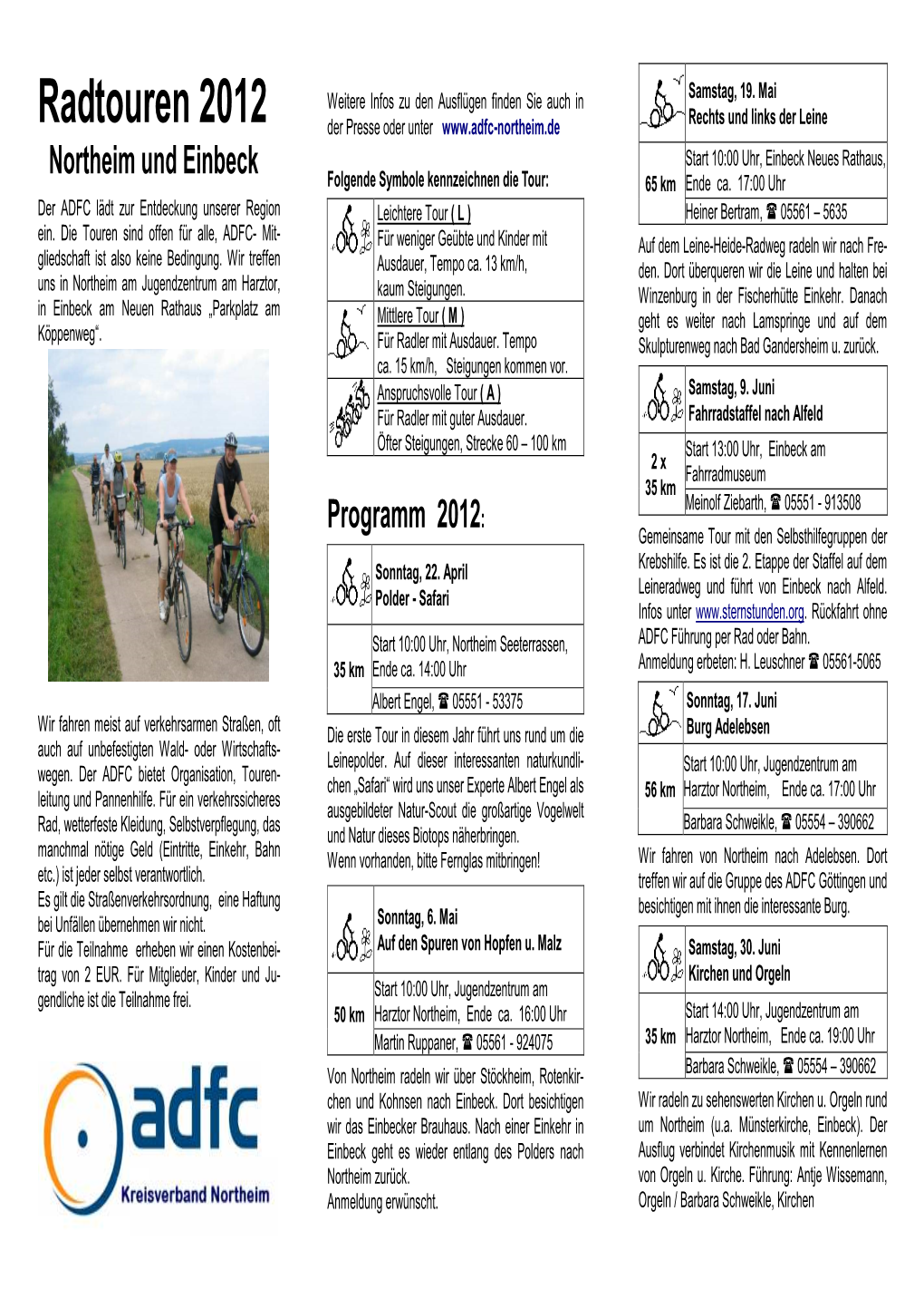 Tourenplan 2012