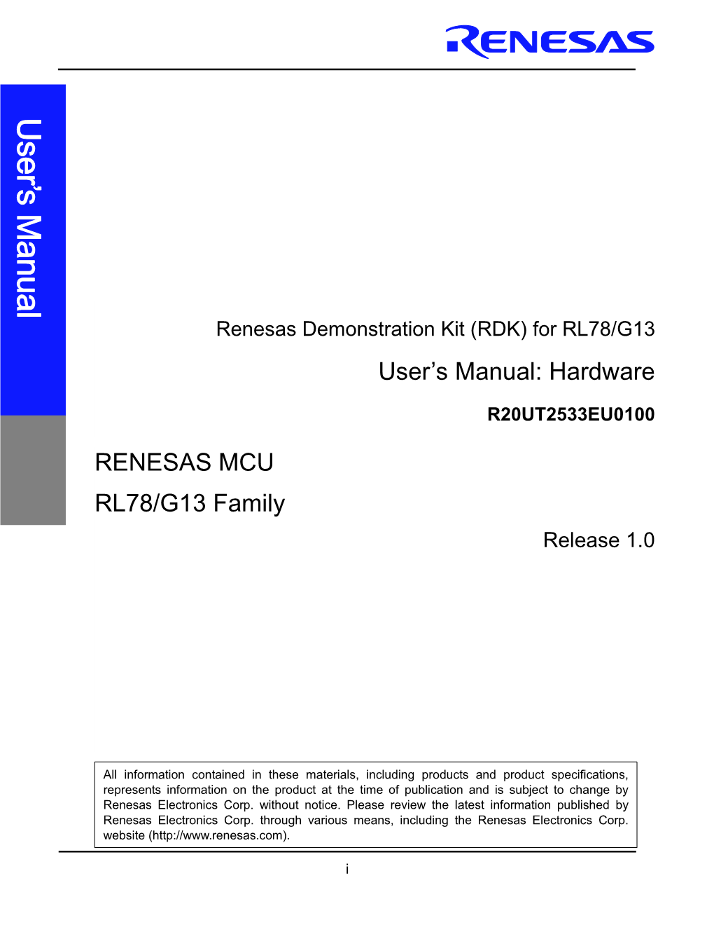 Renesas Demonstration Kit (RDK) for RL78/G13