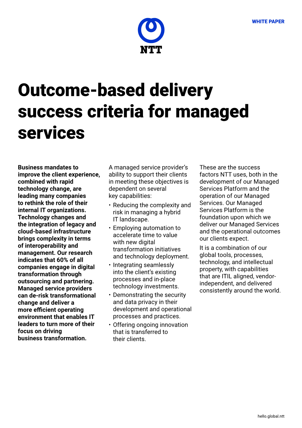 Outcome-Based Delivery Success Criteria for Managed Services