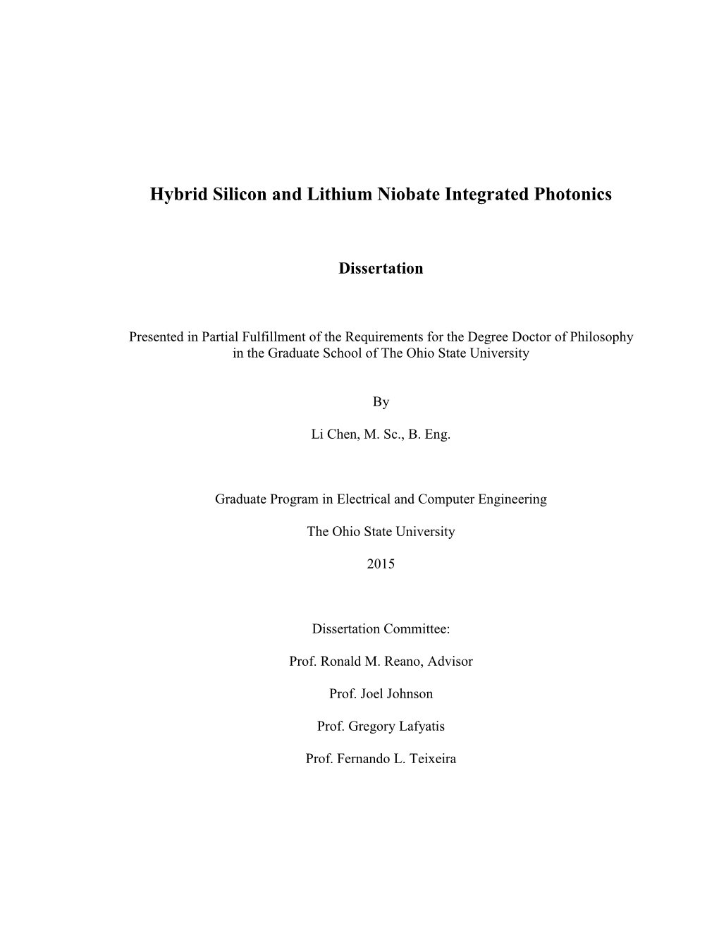 Hybrid Silicon and Lithium Niobate Integrated Photonics