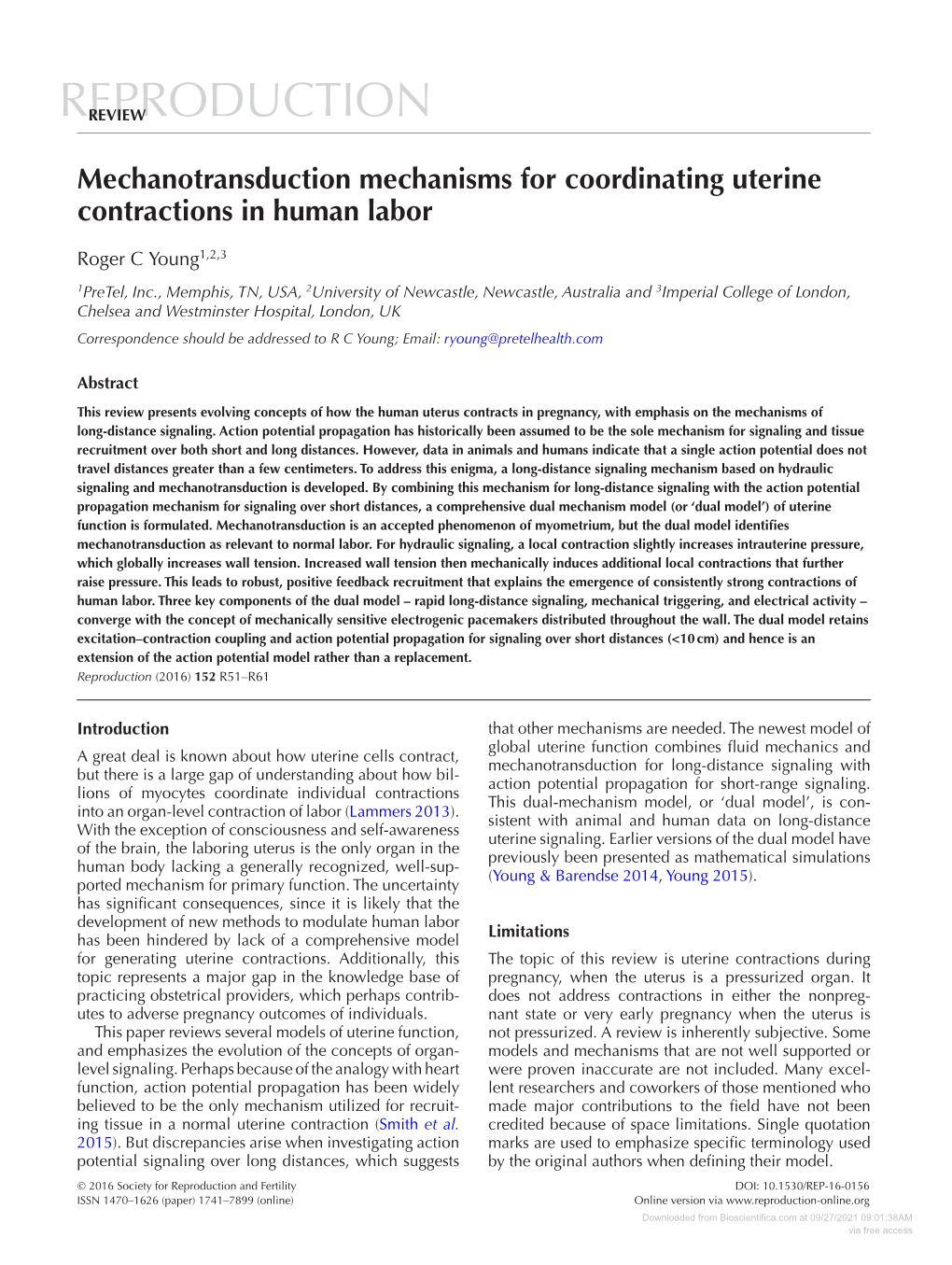 Mechanotransduction Mechanisms for Coordinating Uterine Contractions in Human Labor