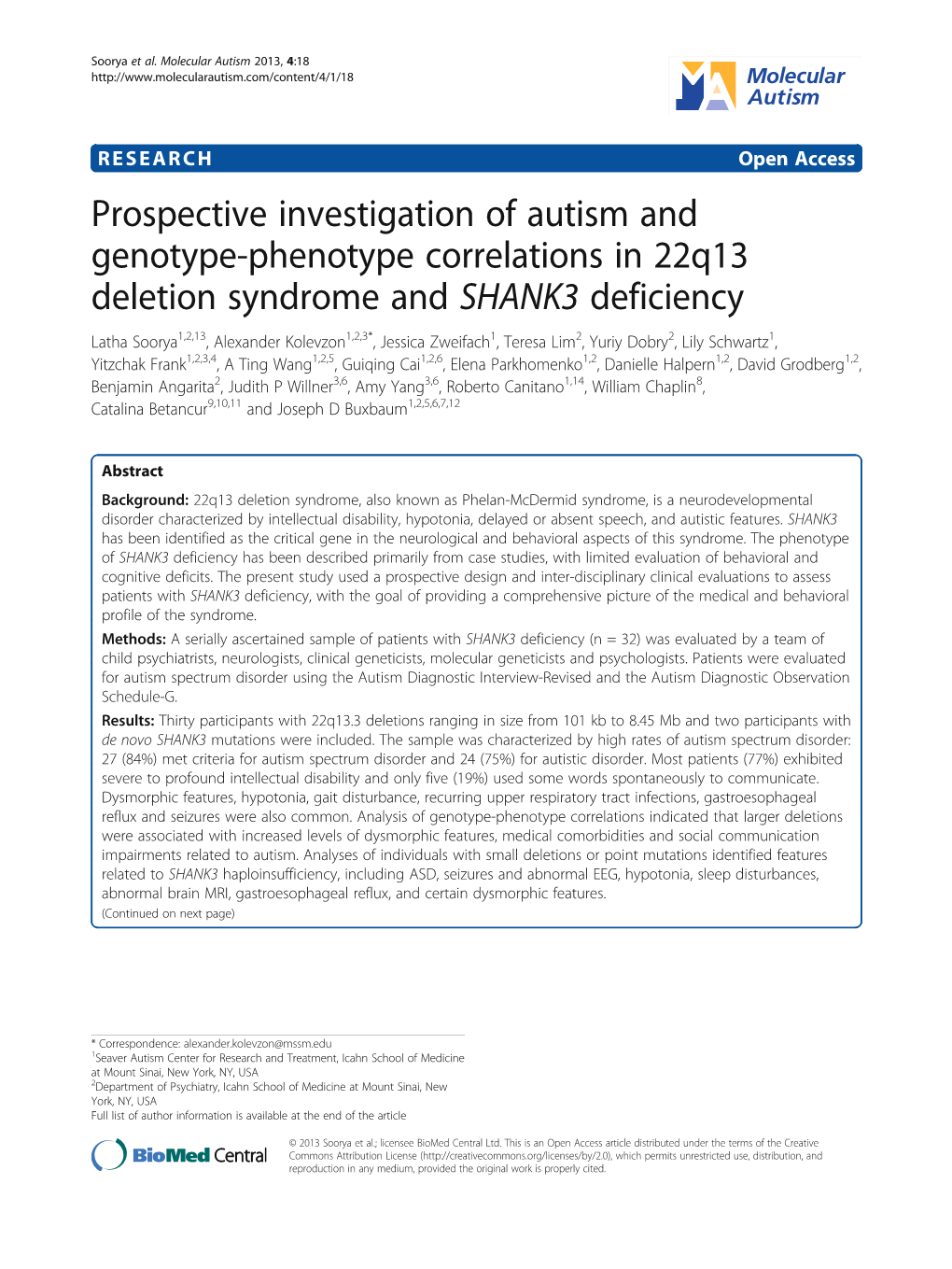 Prospective Investigation of Autism and Genotype