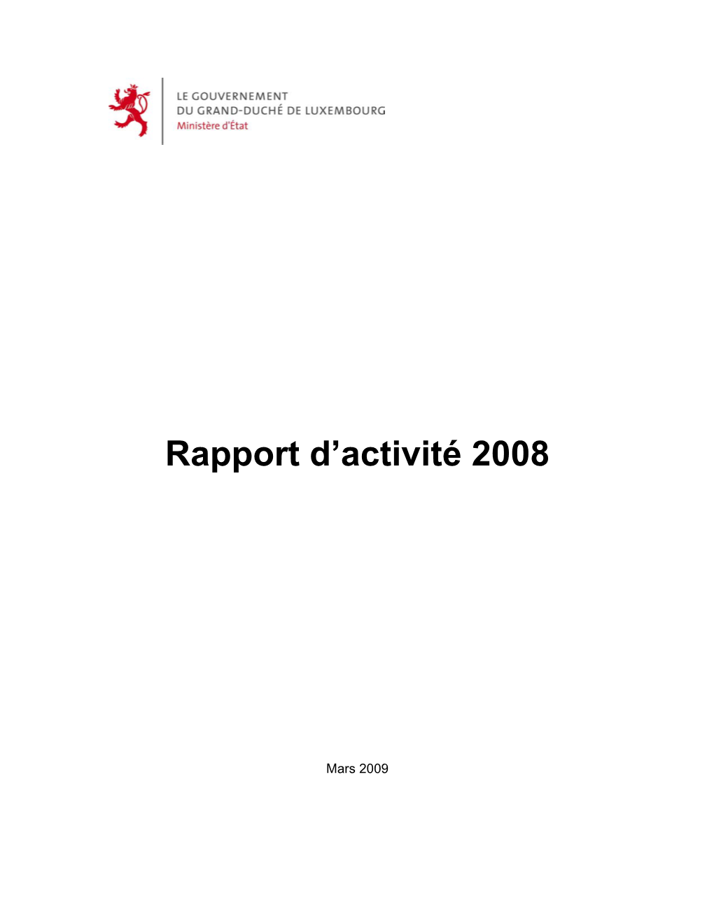 Rapport D'activité 2008