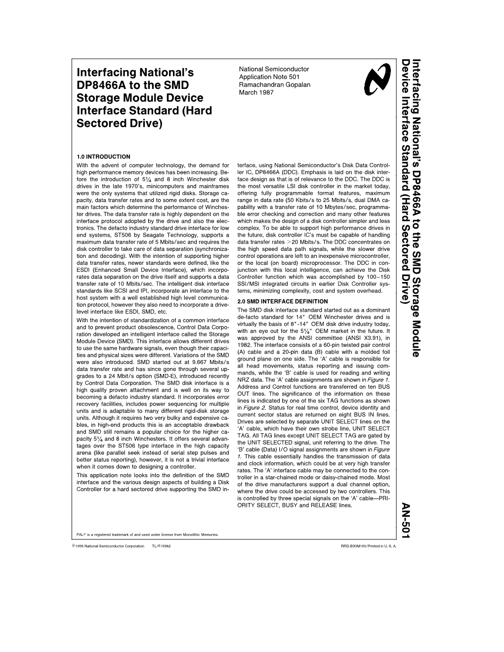 Interfacing National's DP8466A to the SMD Storage Module Device