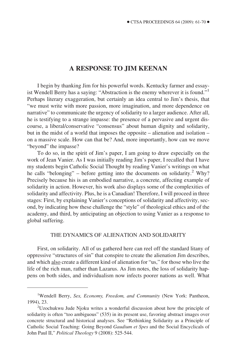 A Response to Jim Keenan