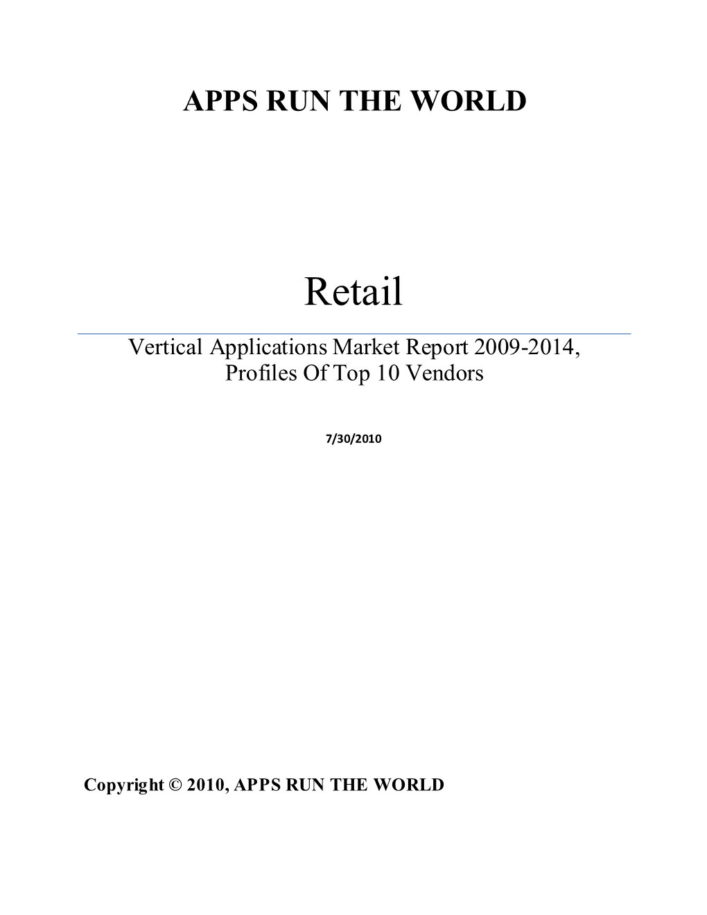 Retail Market Report 2009-2014