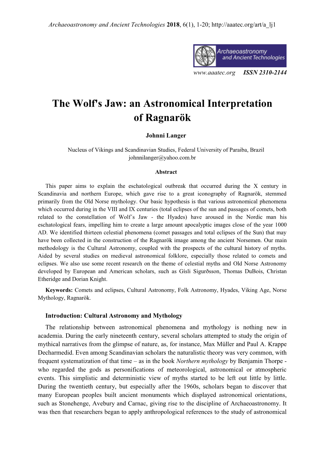 An Astronomical Interpretation of Ragnarök