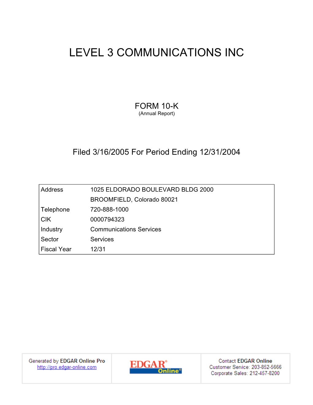 Level 3 Communications Inc