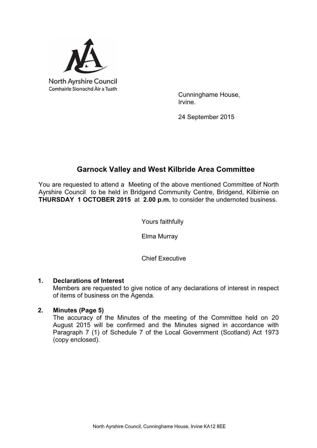 Garnock Valley and West Kilbride Area Committee