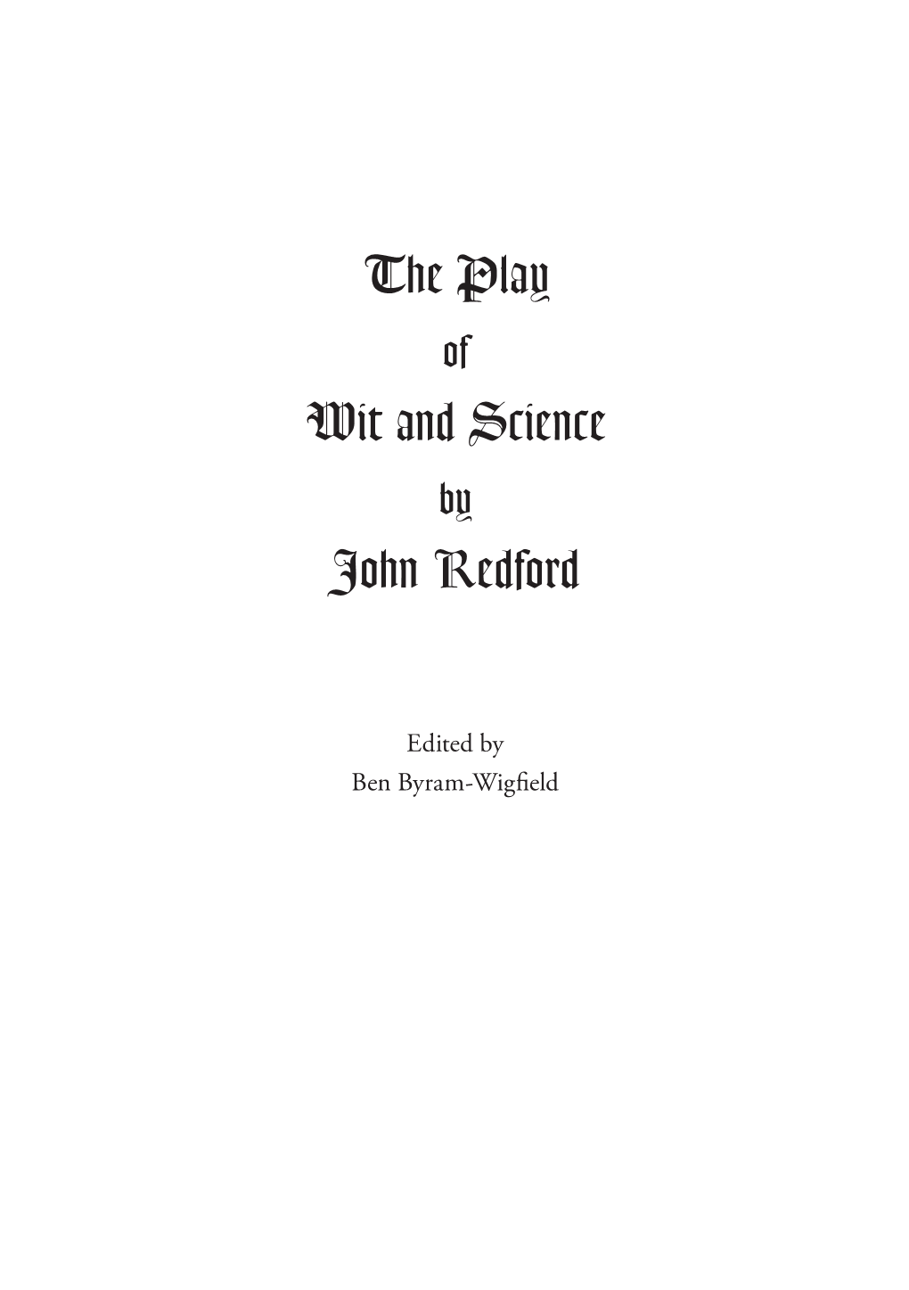 Play of Wit & Science by John Redford