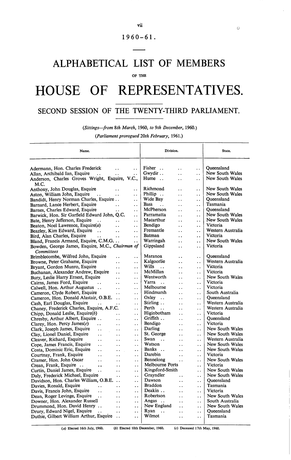 House of Representatives