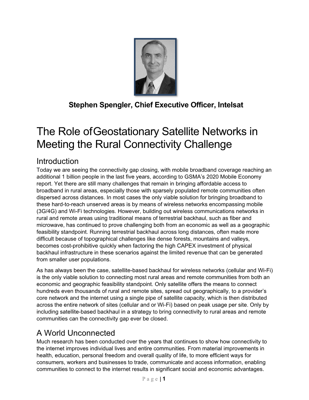 The Role of Geostationary Satellite Networks in Meeting the Rural