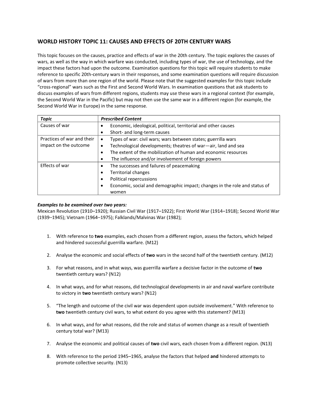 Causes and Effects of 20Th Century Wars