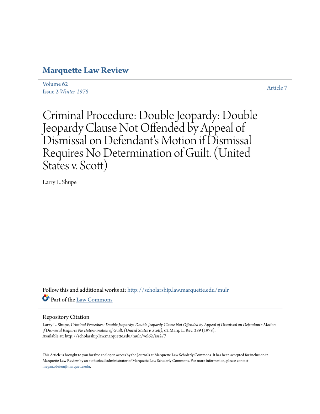 Double Jeopardy Clause Not Offended by Appeal of Dismissal on Defendant's Motion If Dismissal Requires No Determination of Guilt