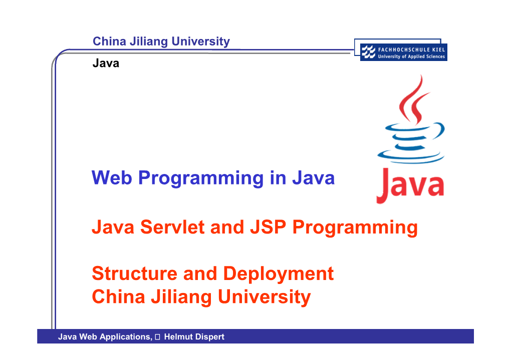 Web Programming in Java Java Servlet and JSP Programming