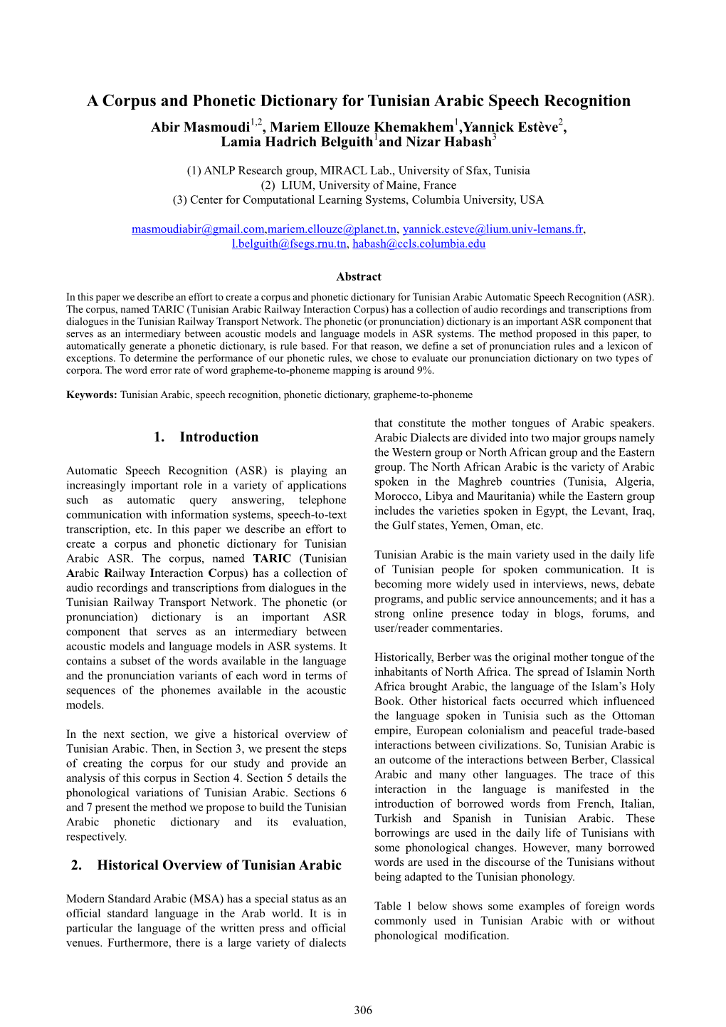 A Corpus and Phonetic Dictionary for Tunisian Arabic Speech Recognition