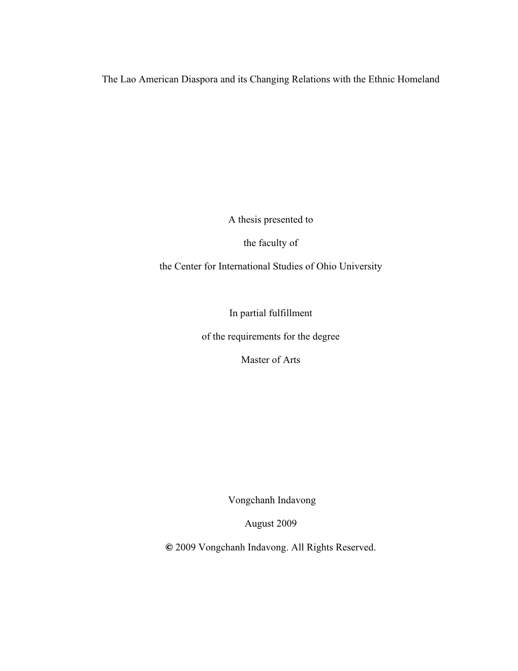 The Lao American Diaspora and Its Changing Relations with the Ethnic Homeland