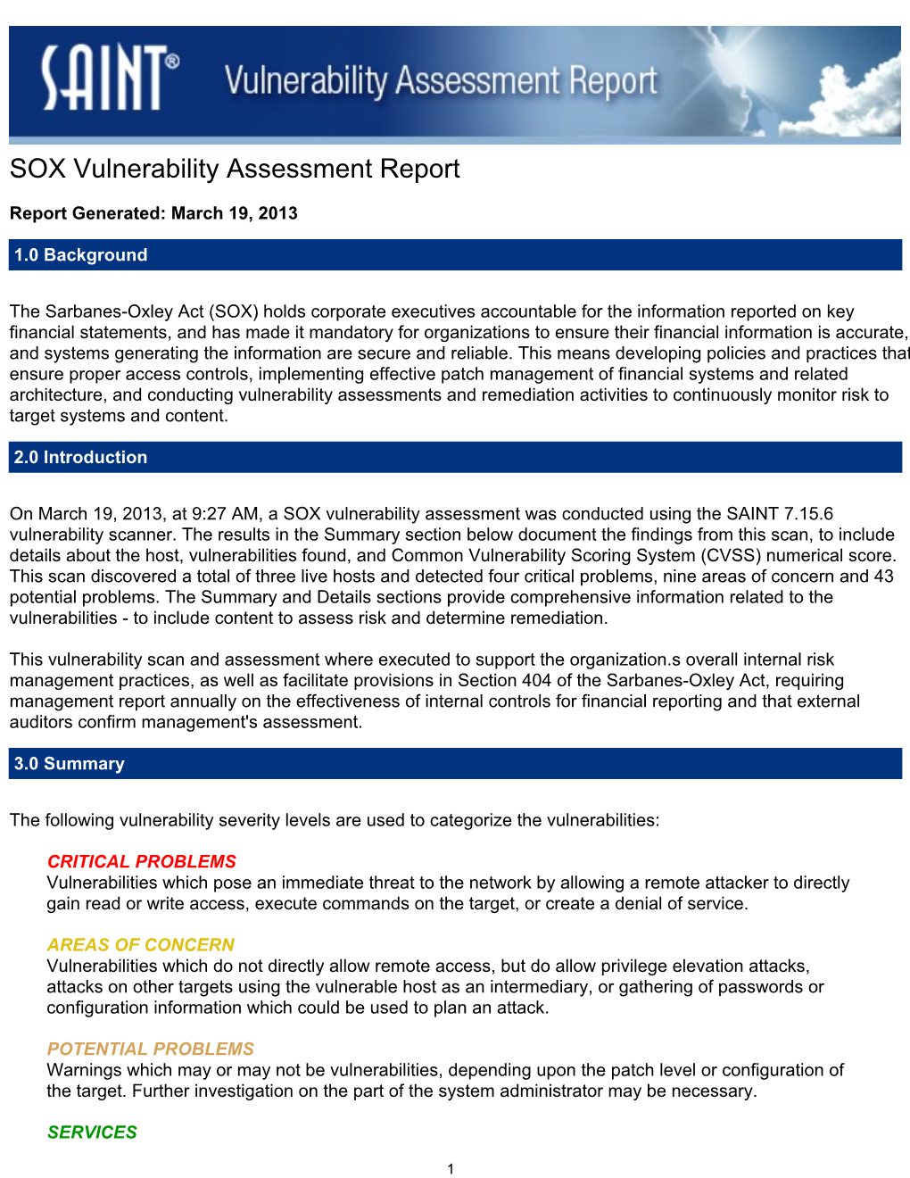 SOX Vulnerability Assessment Report