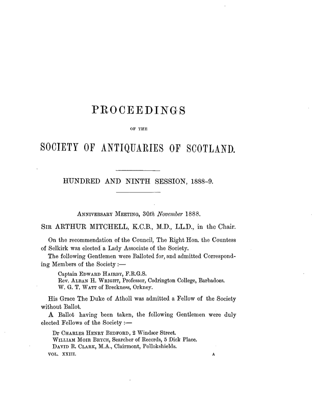 Pkoceedings Society of Antiquaries of Scotland