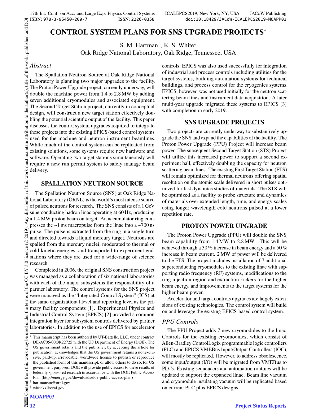 Control System Plans for Sns Upgrade Projects∗ S