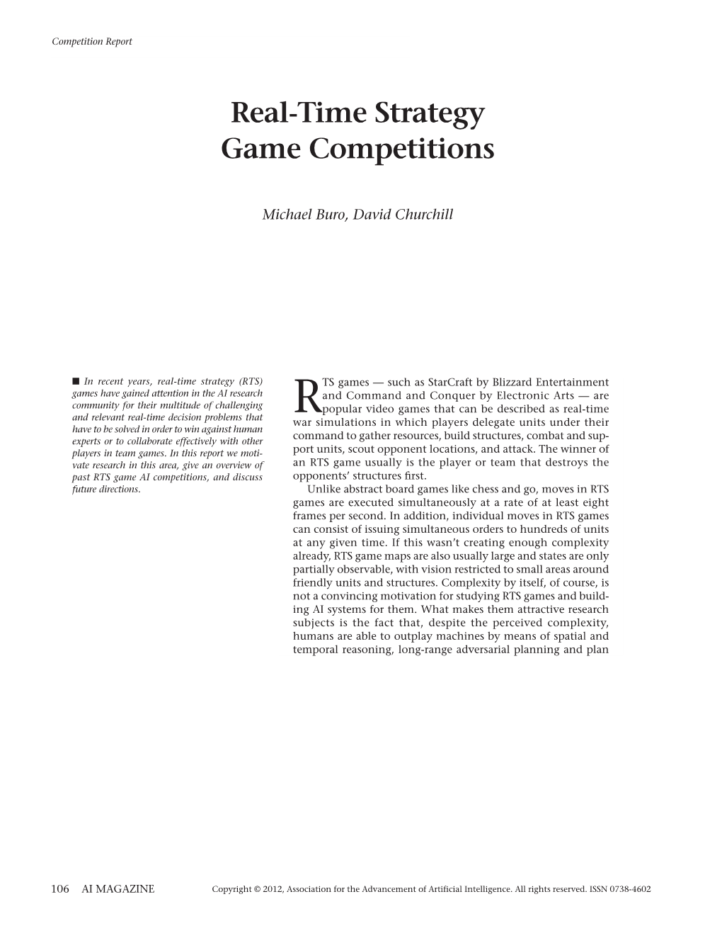 Real-Time Strategy Game Competitions