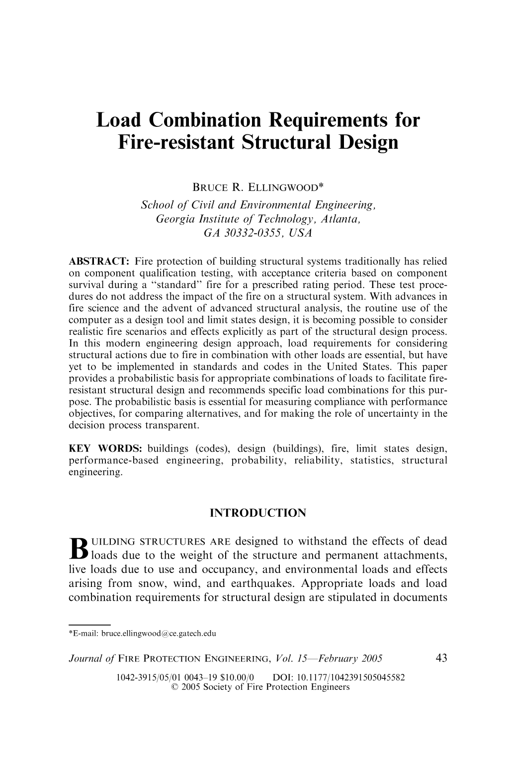 Load Combination Requirements for Fire-Resistant Structural Design