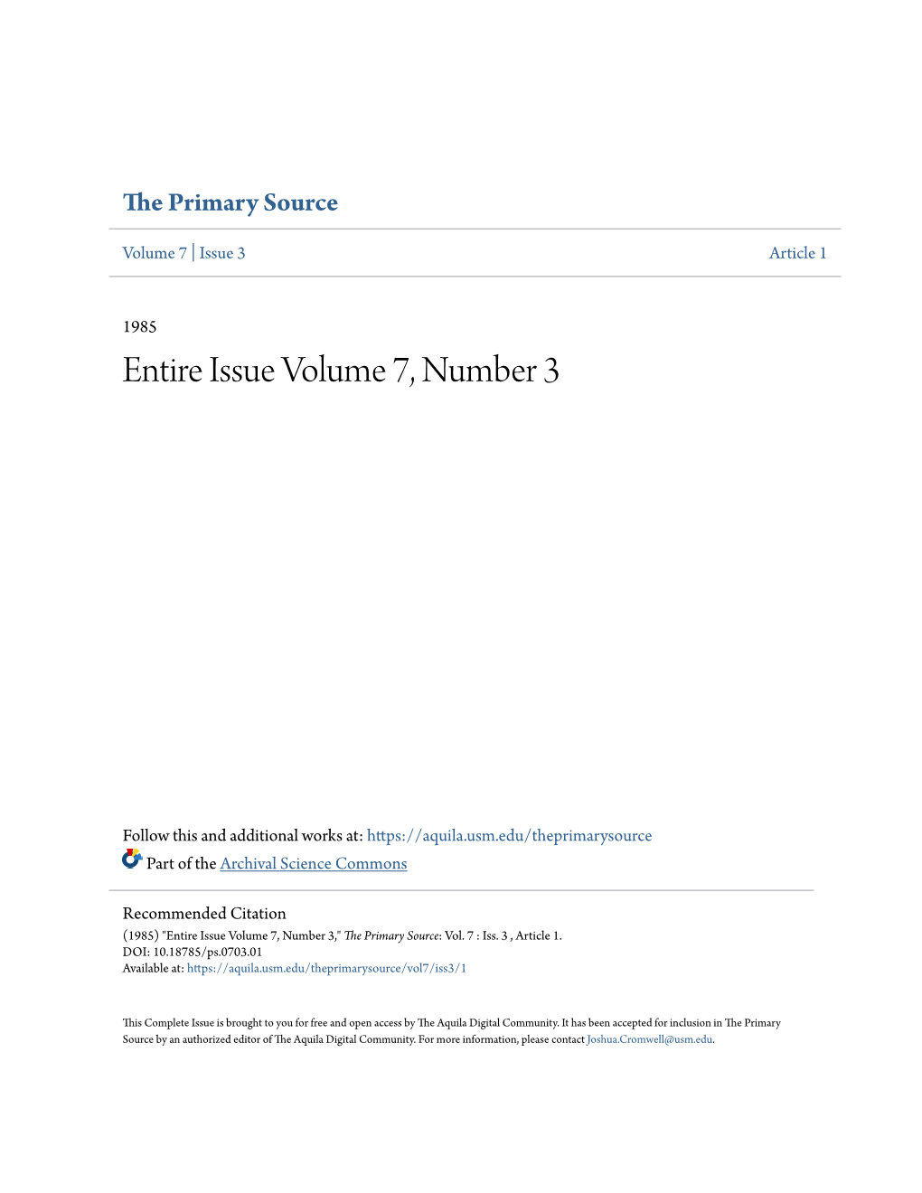 Entire Issue Volume 7, Number 3