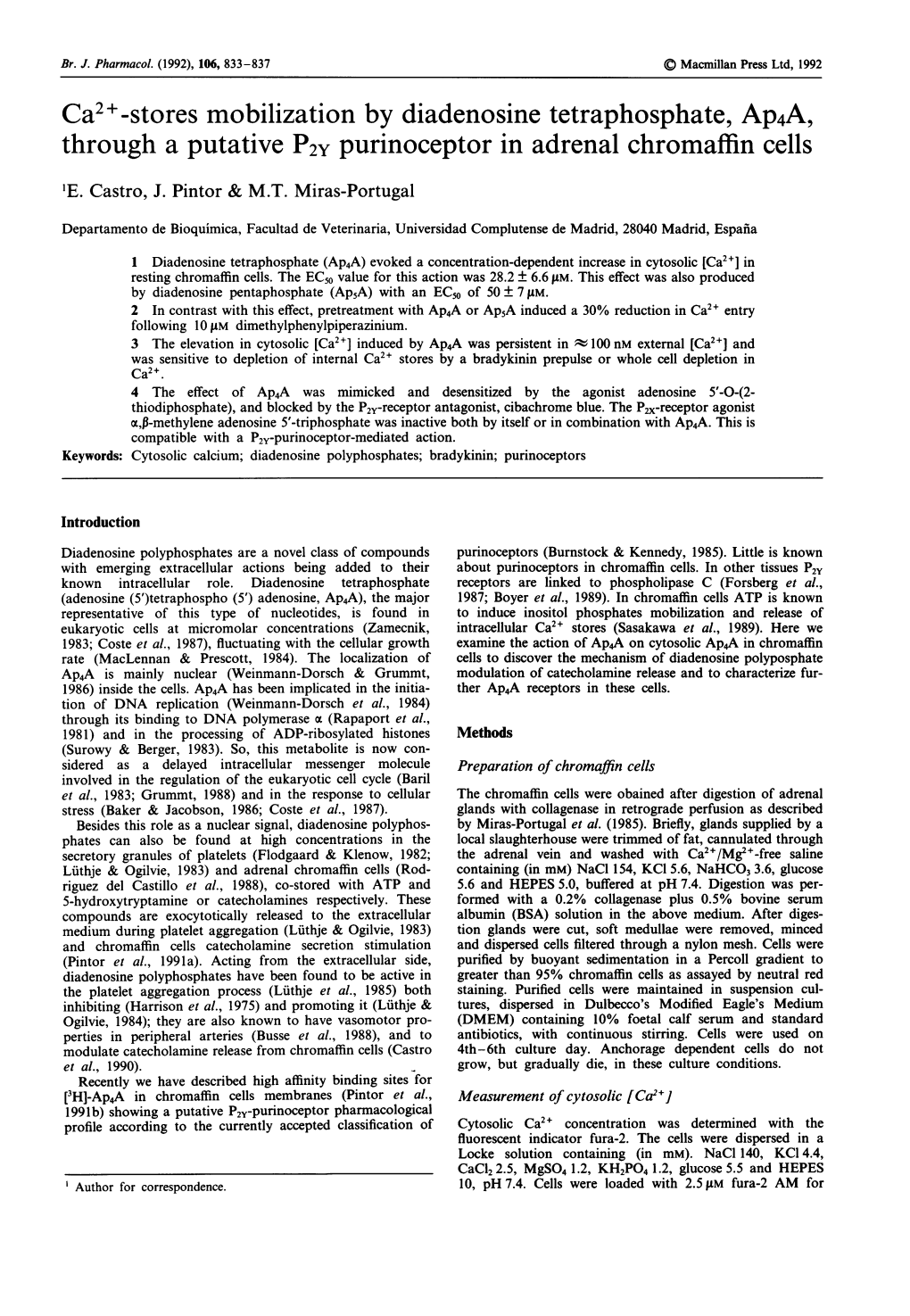 Ca2+-Stores Mobilization by Diadenosine Tetraphosphate, Ap4a