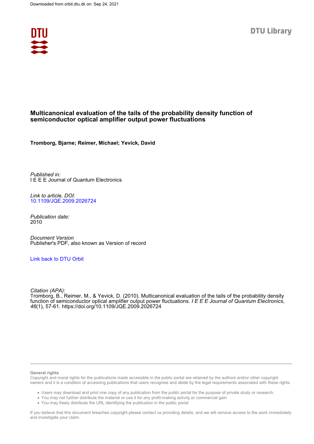 Multicanonical Evaluation of the Tails of the Probability Density Function of Semiconductor Optical Amplifier Output Power Fluctuations