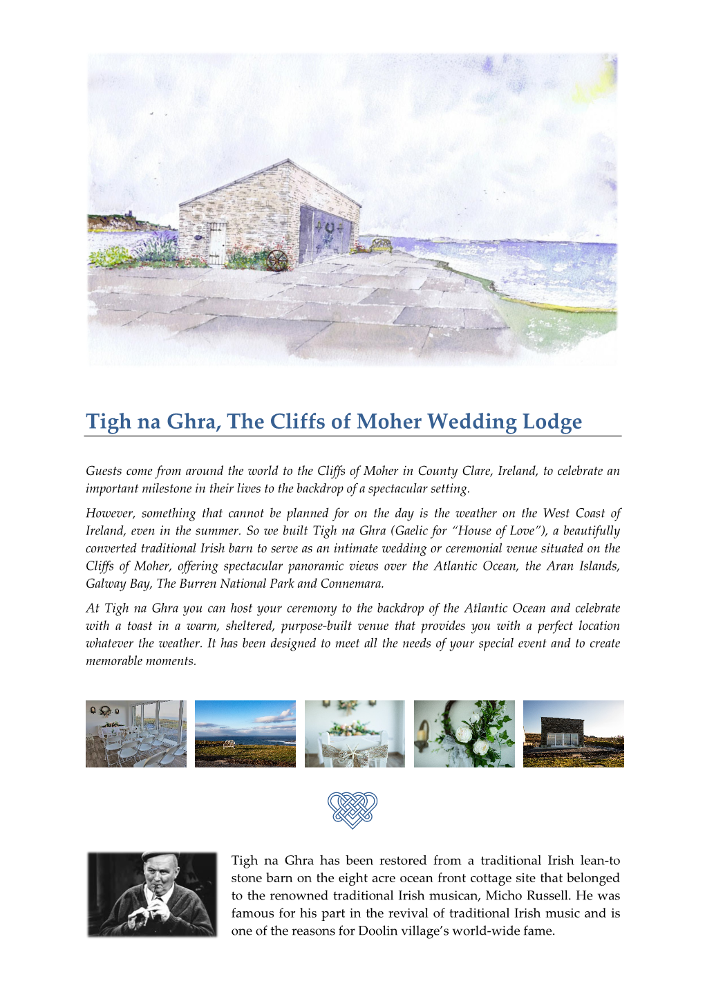 Tigh Na Ghra, the Cliffs of Moher Wedding Lodge