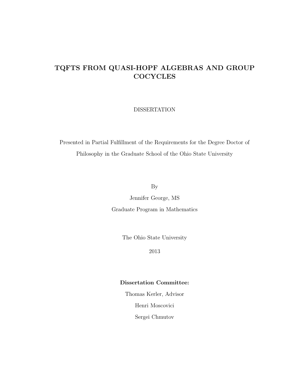 Tqfts from Quasi-Hopf Algebras and Group Cocycles