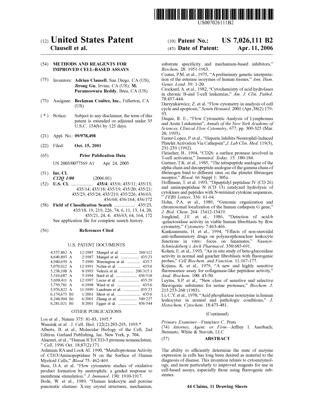 (12) United States Patent (10) Patent No.: US 7,026,111 B2 Clausell Et Al